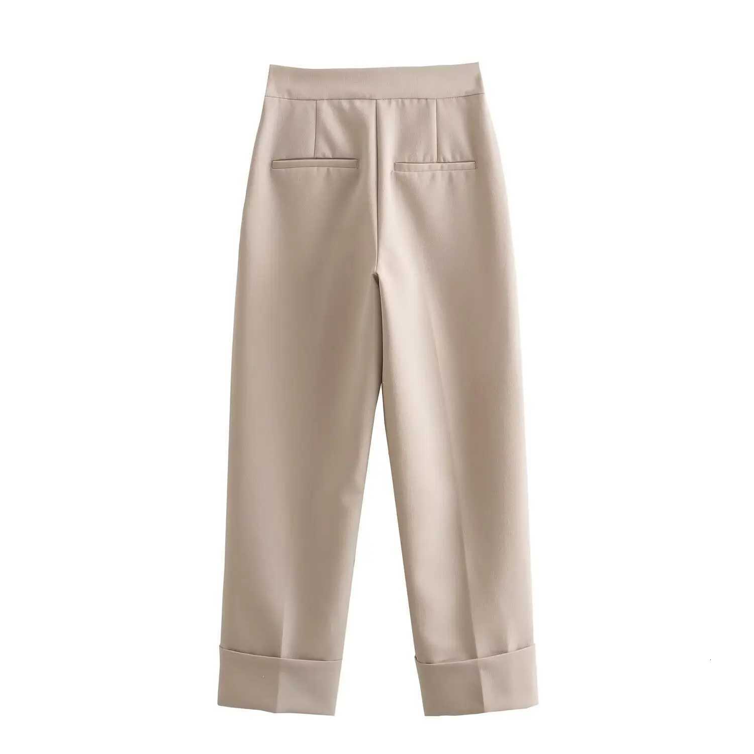 PRINTKAOIR Womens suit and pants fashion vest khaki high waisted straight leg pants set 2024 autumn hot saleT251022