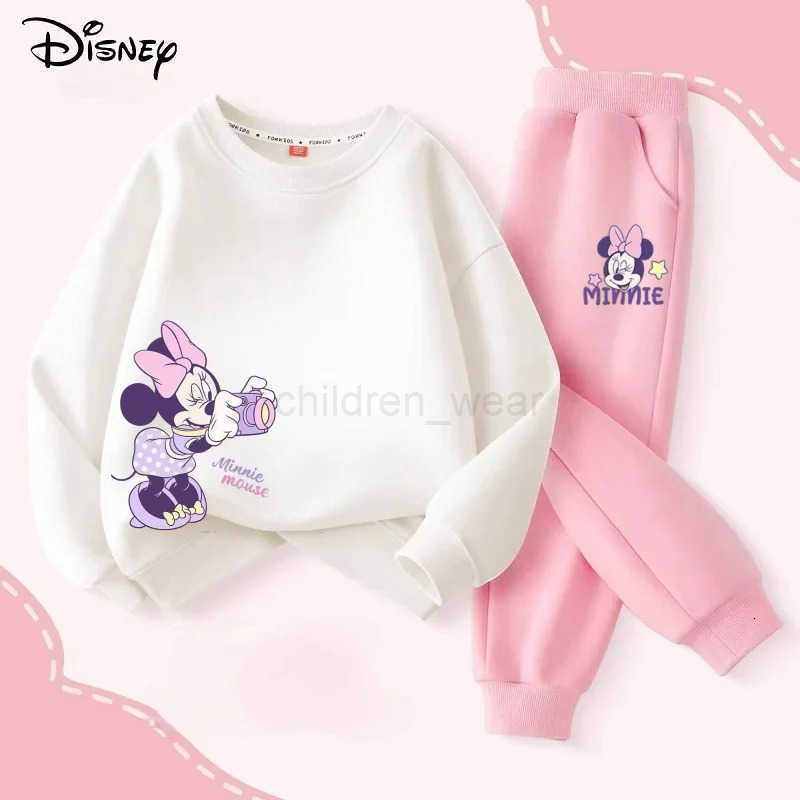 Disney Autumn Baby Girls Boys Clothes Set Children Minnie Printing Sweatshirt Top and Pants Bottom 2Pieces Suit Cotton Tracksuit H25102211