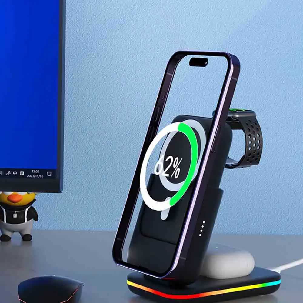 Portable 5000mAh Power Bank 3 in 1 Wireless Charging Station for IPhone IWatch Galaxy Watch for Phones Airpods J251114