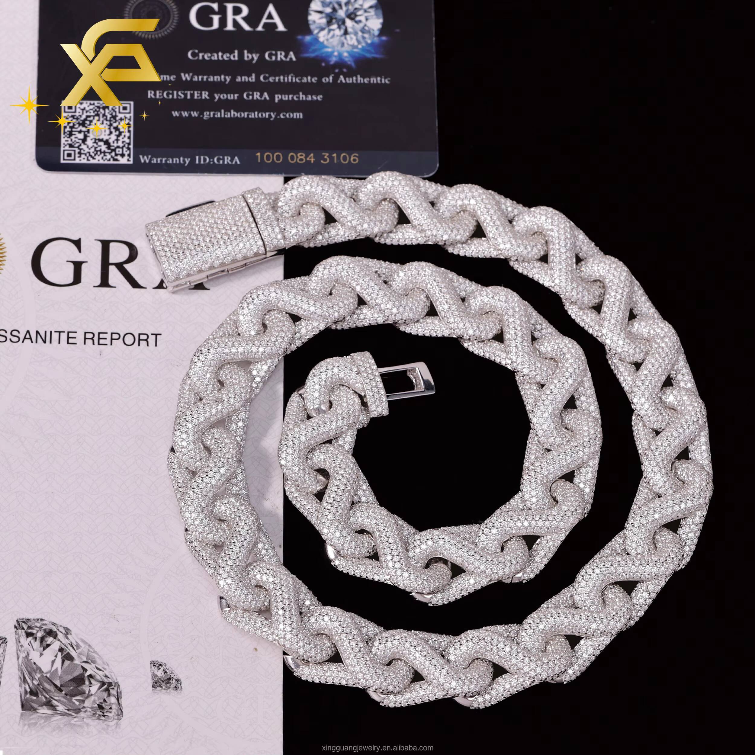 Customized Trend 15mm Infinite Cuban Chain S925 Silver With Iced Out Vvs Moissanite Infinite Cuban Lidynamic for Mens Hip Hop Lidynamic Jewelry