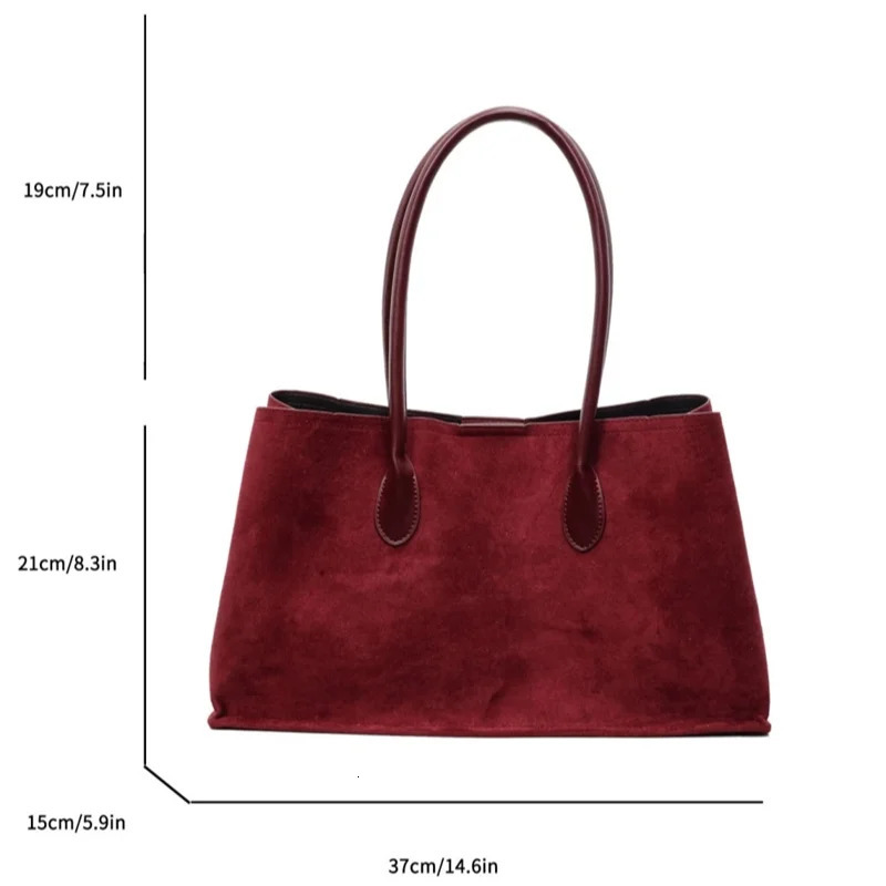 Elegant Faux Suede Handbags Women England Style Solid Casual tote Large Capacity Shoulder Bags Lady Retro Female Bags 251021