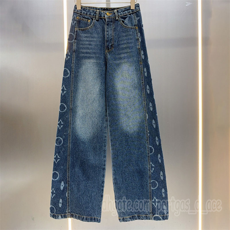 Luxury Women Letters Jeans Designer Side Print Denim Pants Brand Street Style Hip Hop Casual Daily Jeans