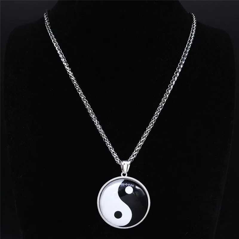 2024 Yin Yang Gossip Stainless Steel Chain Necklace WomenMen Silver Color Statement Necklaces Jewelry cadenas mujer BL20S03 V251022