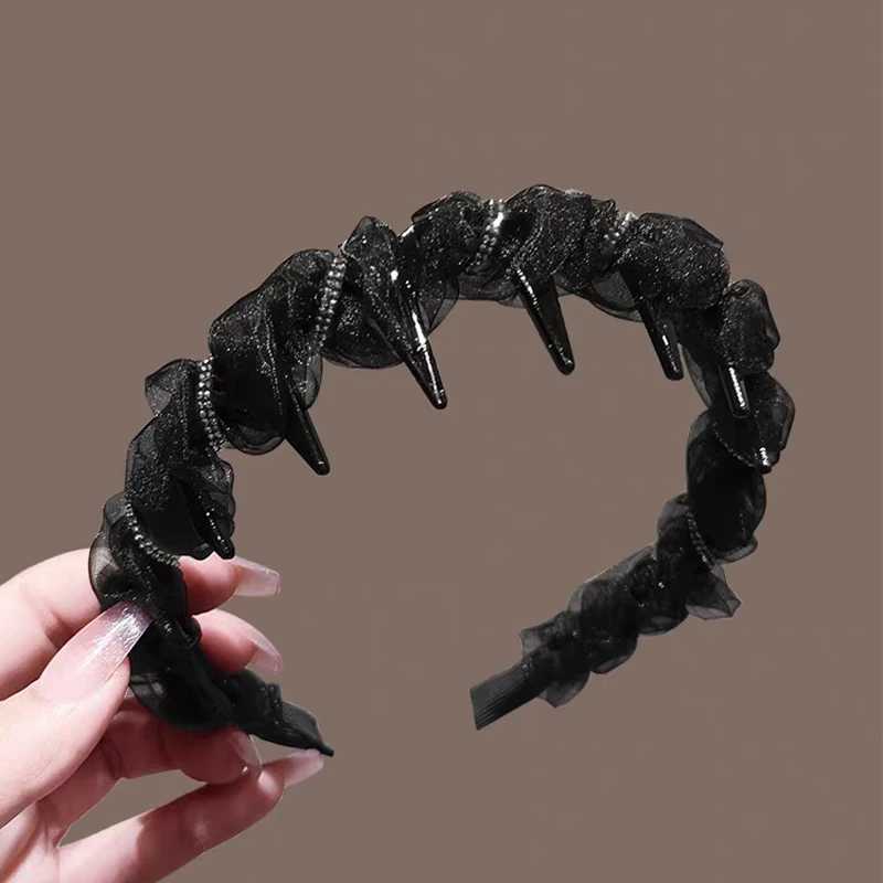 Elegant Temperament Mesh Rhinestone Headband for Woman Nonslip Sawtooth Hair Band Fashion Girl Face Washing Headband V251022