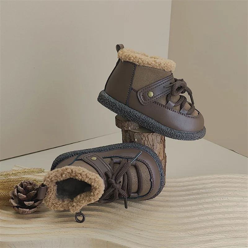 Winter Baby Boots Leather Warm Plush Boys Soft Sole Fashion Toddler Girls Children Snow EU 1625 251022