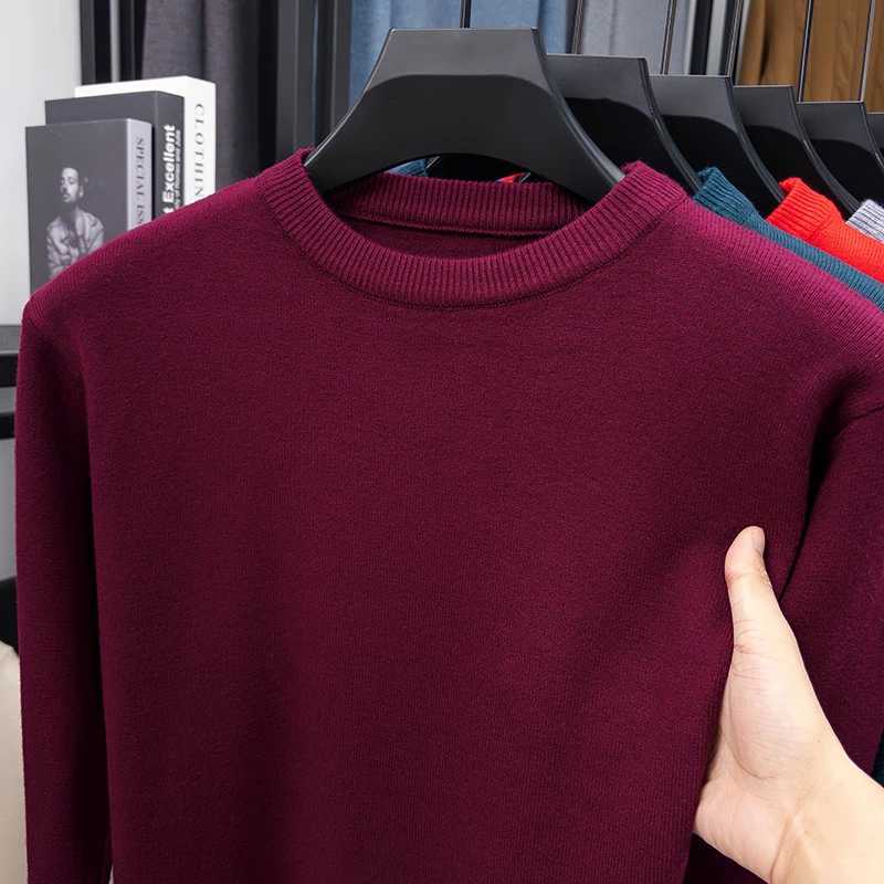 2025 AutumnWinter Thick Sweater Mens Round Neck Knitted Wool Sweater Warm and Versatile Casual Knitted Bottom Sweater MensXJ251022