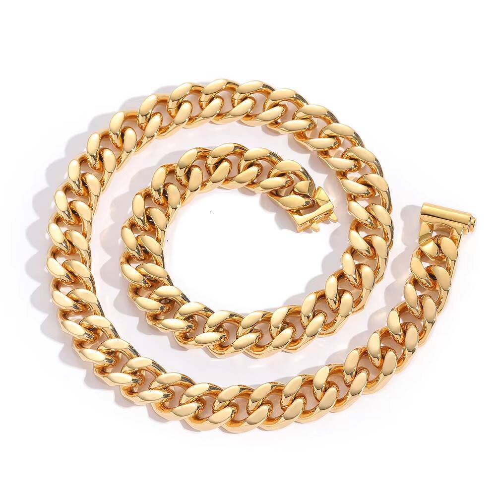 Hip Hop Sterling Silver Miami Cuban Lidynamic Chain Necklace Gold Plated Mens Jewelry for Wedding Engagement or Gift