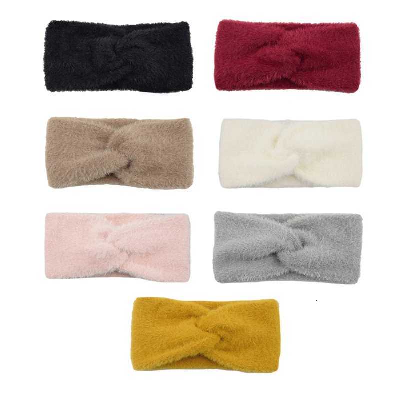 Cashmere Cross Headbands Winter Imitation Mink Women Hairband Wide Warm Twist Stretch Headwrap Knot Fluffy Ear Warmer Turban V251022