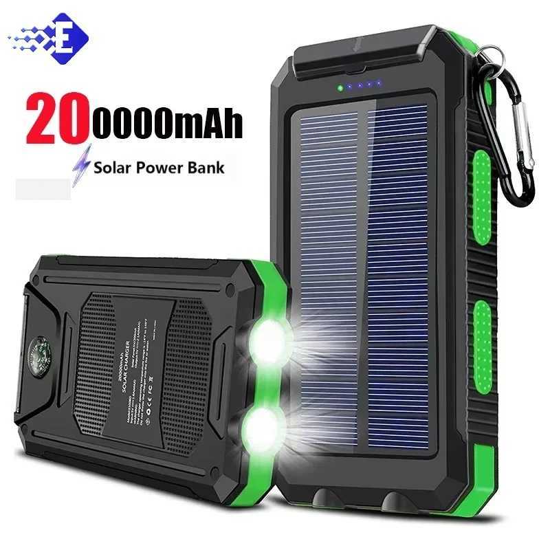 20000mAh Top Solar Power Bank Waterproof Emergency Charger External Battery with SOS Flashlight Poverbank for J251114