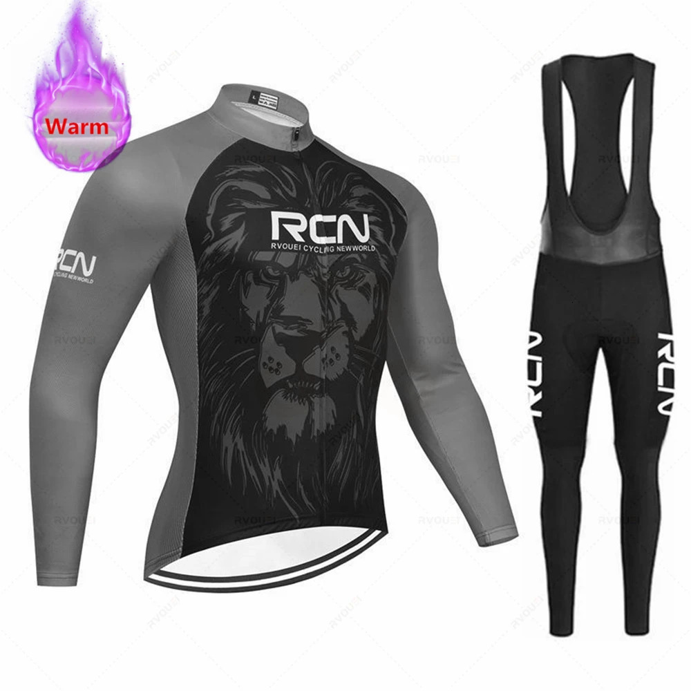 Rcn Men Winter Cycling Clothing Long Sleeve Thermal Fleece Bicycle Jersey Set MTB Warm Bike Ropa Ciclismo Hombre 251022