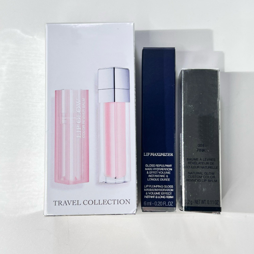 Tion Quality Designer Lip Care Set 2pcs/set Travel Collection 6ml Lip Maximizer Gloss Instant Long Wear Natural Glow Reviving Lip Balm Lipstick 001