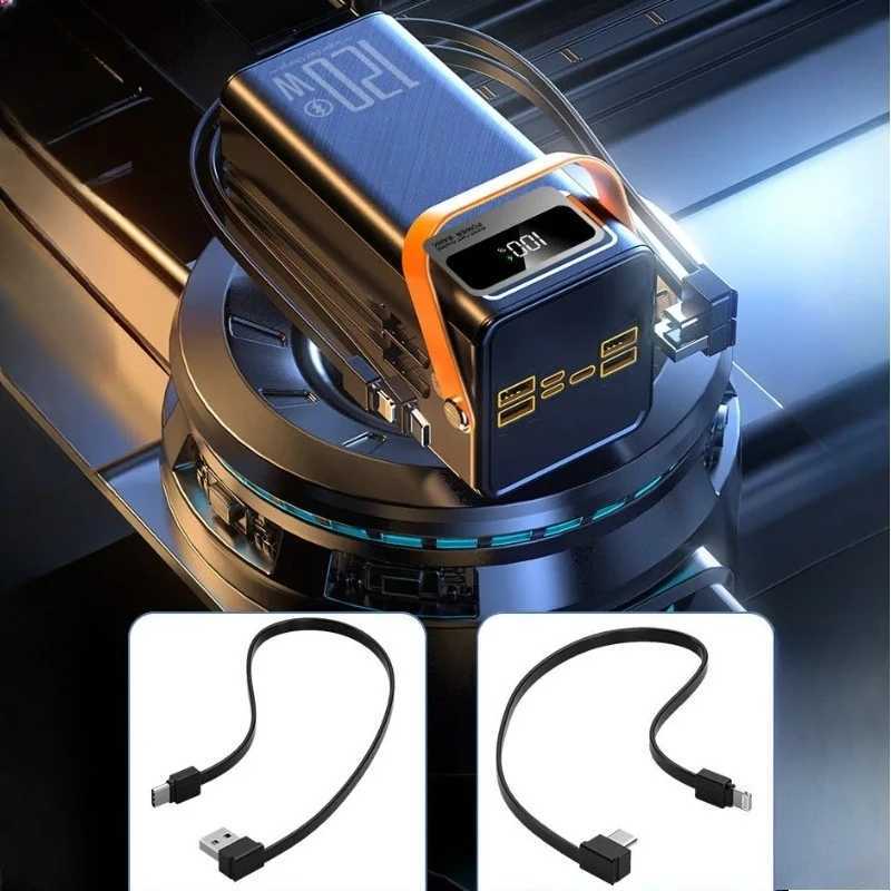 Powerbank Portable Large Capacity Power Bank 5000060000mAh 120WFast Charger with Cable USB C Outdoor Camping for IPhone J251114