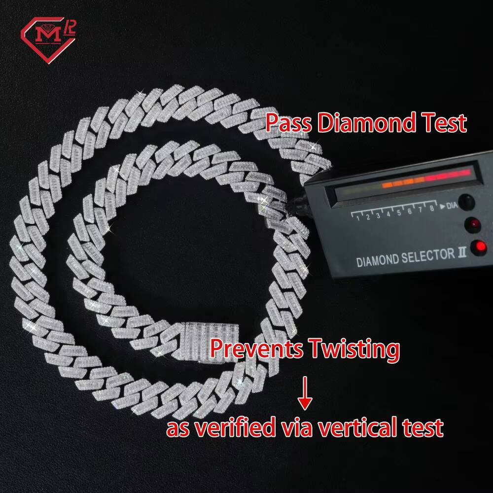 In Stock 15mm Moissanite Cuban Link Chain Hiphop Jewelry 925 Silver Vvs Iced Out Moissanite Cuban