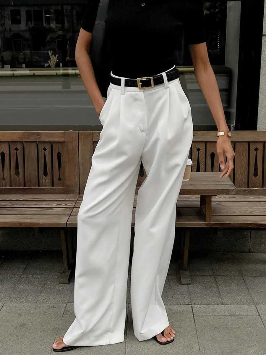 Blubelle White Loose Pants Womens 2025 AutumnWinter New High Waist Office Lady Wide Leg Pants Temperament Casual TrousersT251022