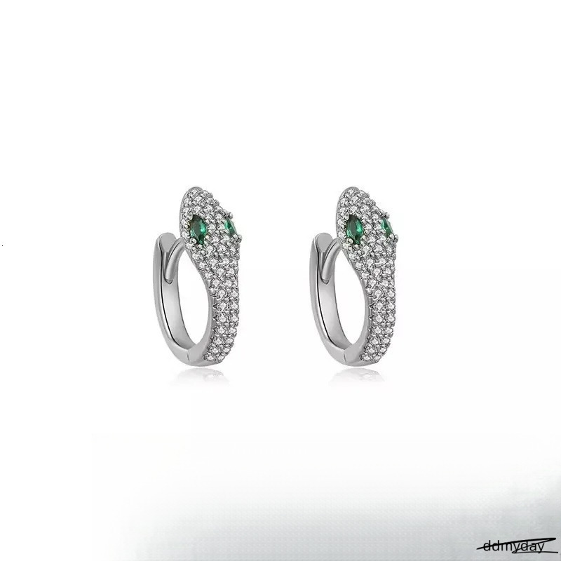 S Sterling Sier Serpentine Earrings For Women - Fashion Micro Zircon Inlaid Bright Hip Hop Style Ddmyday