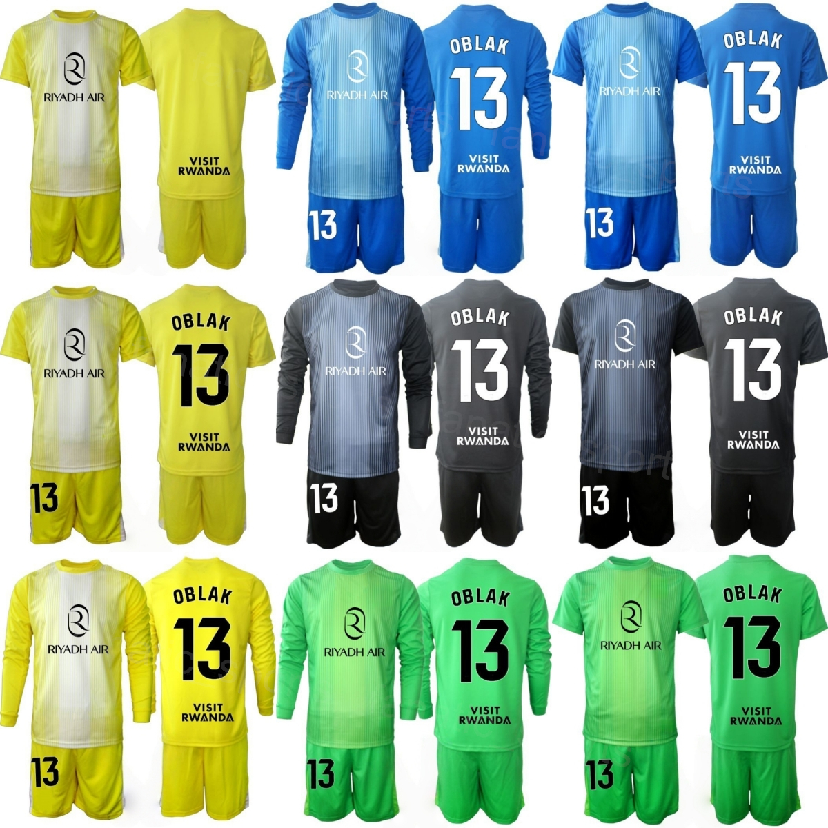 Club 25 26 Goalie 13 Jan Oblak Soccer Jerseys Set Men Child Goalkeeper GK Long Sleeve 1 Juan Musso Antonio Adan David de Gea Thibaut Courtois Football Shirt Kits MaJing