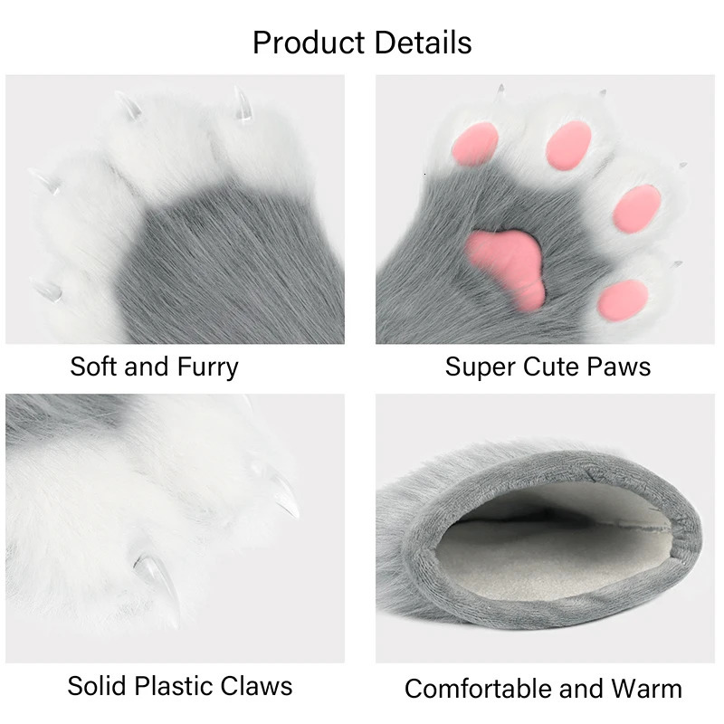 Plush Animal Claws Nails Gloves Anime Cos Costumes Accessories For Halloween Girls Prom Cosplay Props Accessories 251021