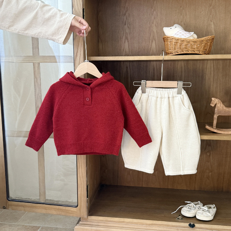 Baby Thickened Sweater Set Fall/Winter 2 Piece New Outfit for 1-Year-Old Boys & Girls 2025