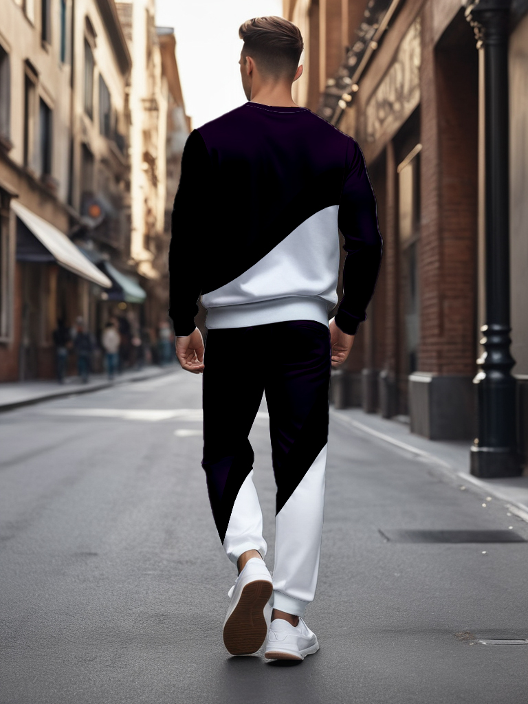 Men's Brown Knitted Cotton Blend Long Sleeve Round Neck Sweatshirt Ankle-Length Casual T-Shirt Comfortable Outdoor Wear - YLWY00152