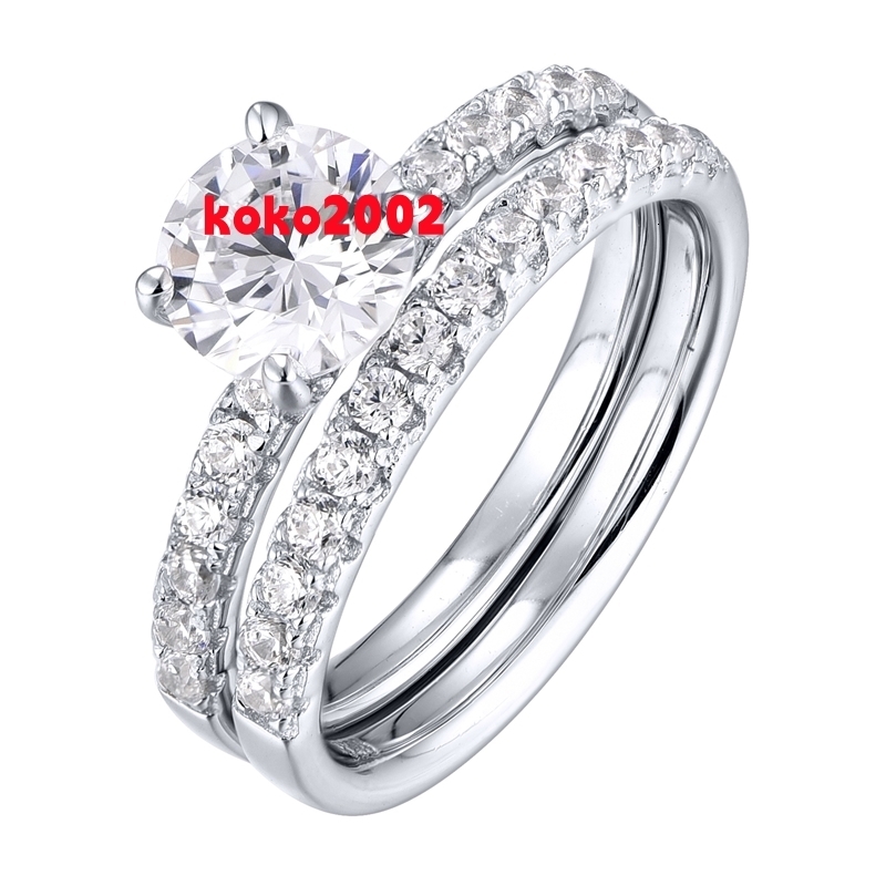 Moissanite Engagement Ring Fine Jewelry 925 Sterling Silver Rhodium Plated Ring Zircon Lovers Wedding Ring Stacking