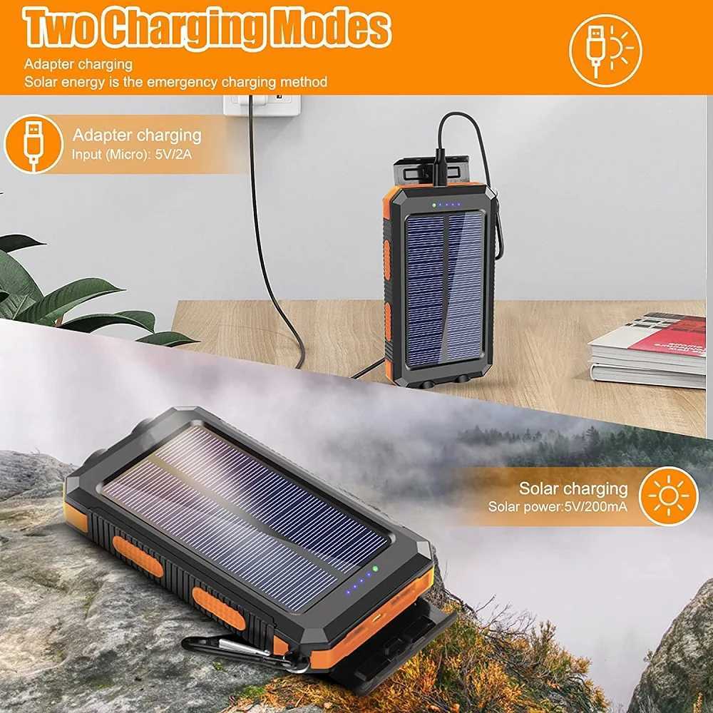 Solar Power Bank 80000mAh Portable Charging Poverbank External Battery Charger Strong Light LDE Light for All Smartphones J2511141
