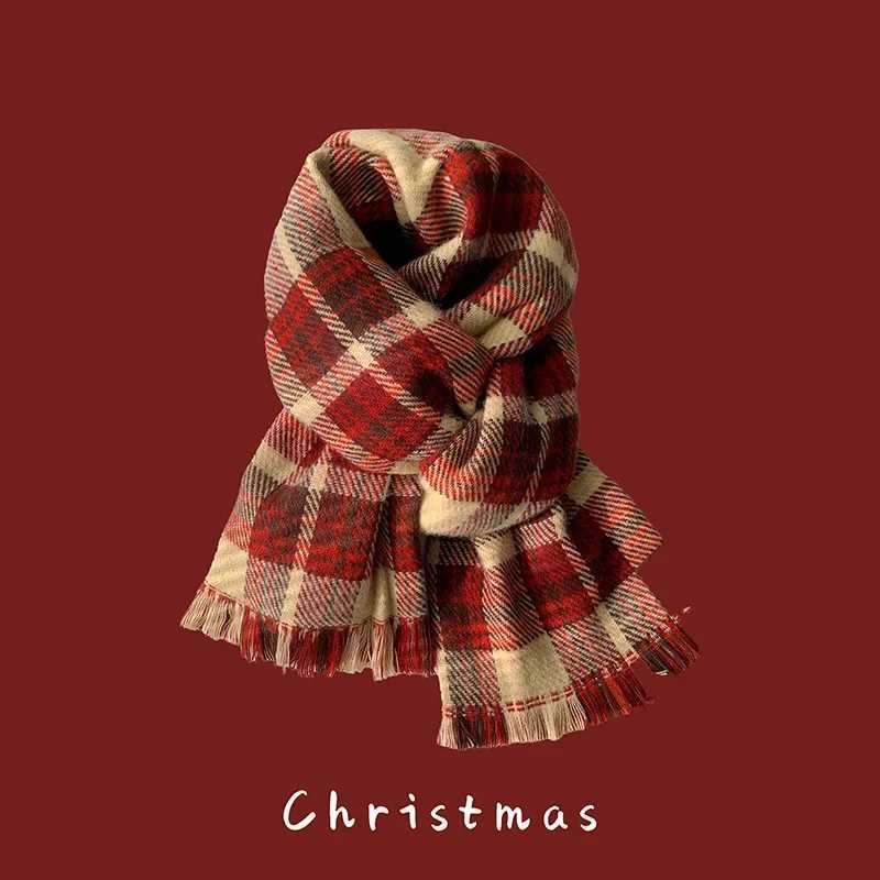 Fashion Christmas Style Red Element Scarf for Women Trend Knitted Student Couple Warm Scarves Shawl Clothing Accessories Gift J251022