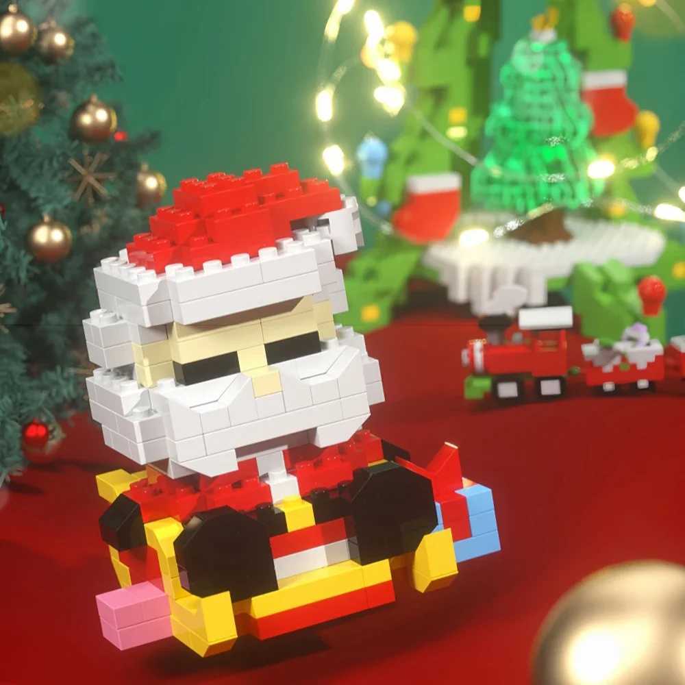 Knew Built Christmas Micro Mini Building Blocks Toys Santa Claus Christmas Tree Reindeer Snowman Elements Perfect Gifts J251022