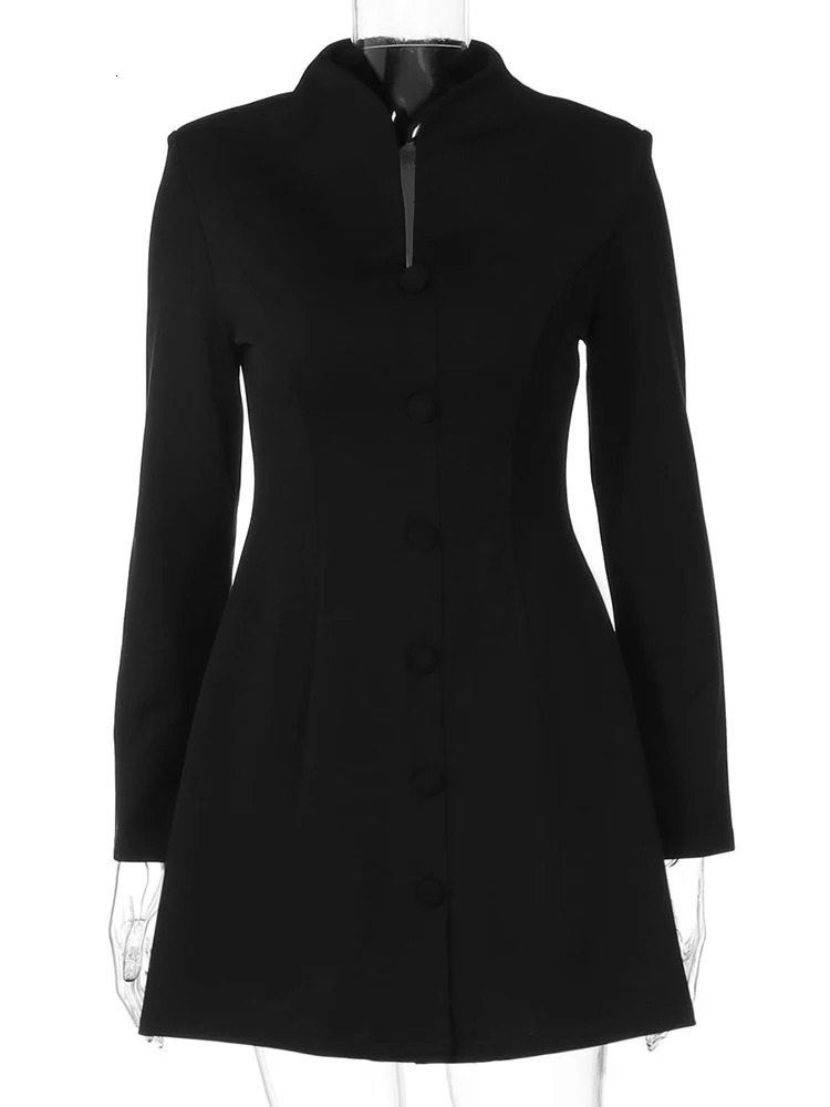 XIAOTANG Half High Collar Long Sleeve Sexy Mini Dress Women Autumn Winter Singlebreasted High Waist Blazer Dresses Female 251020