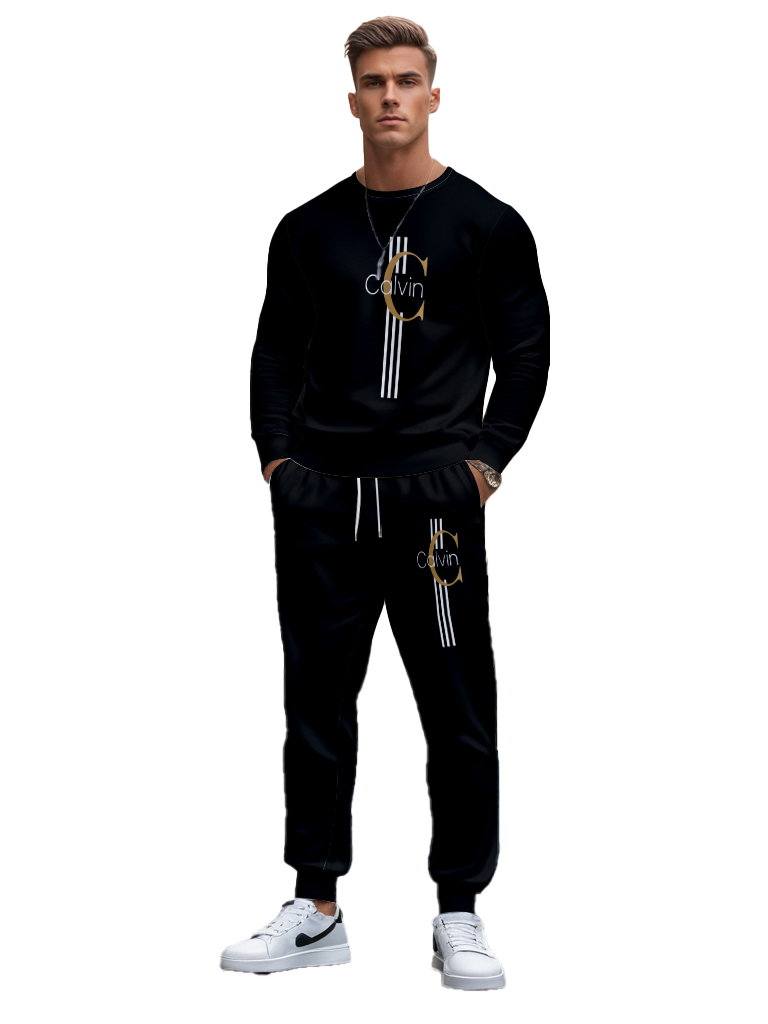 Men's Brown Knitted Cotton Blend Long Sleeve Round Neck Sweatshirt Ankle-Length Casual T-Shirt Comfortable Outdoor Wear - YLWY00165