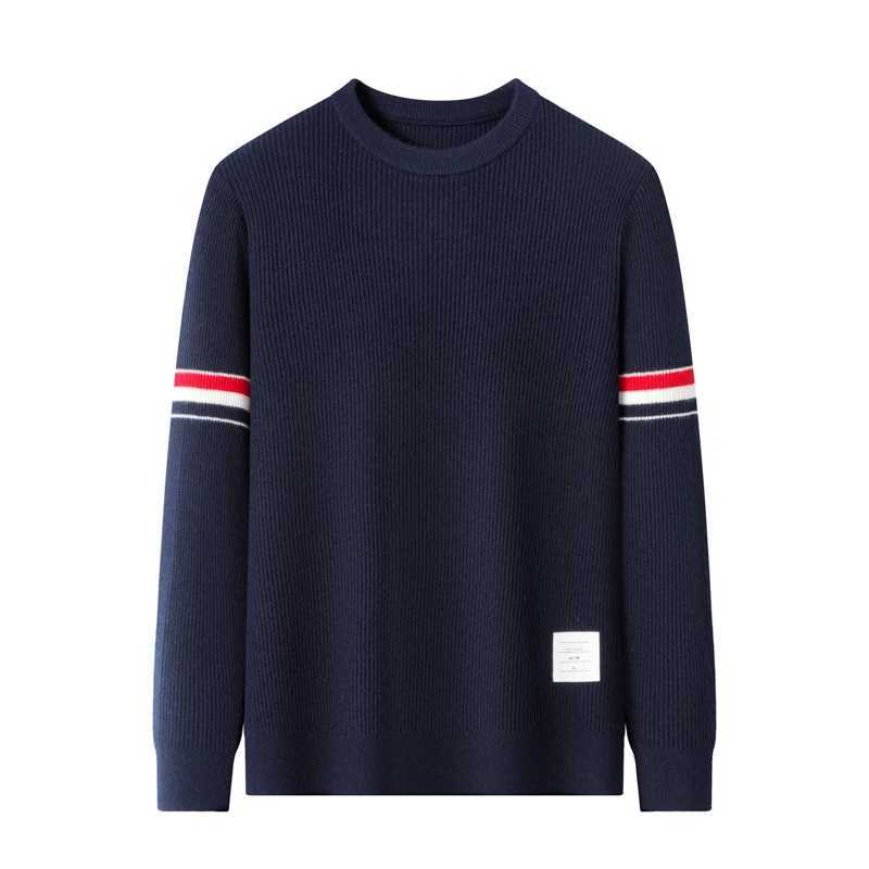 Mens Exquisite Craft Oneck Sweater Autumn Winter Luxury Brand New 3bar Korean Trend Thick Printing Pullover Knitwear MenswearXJ251022