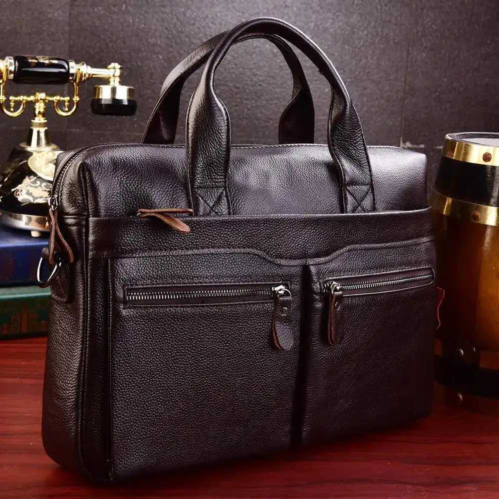 Business Laptop Bag Genuine Handbags Male Travel Briefcases Men High Quality Cowhide Leather Messenger Bags W251022