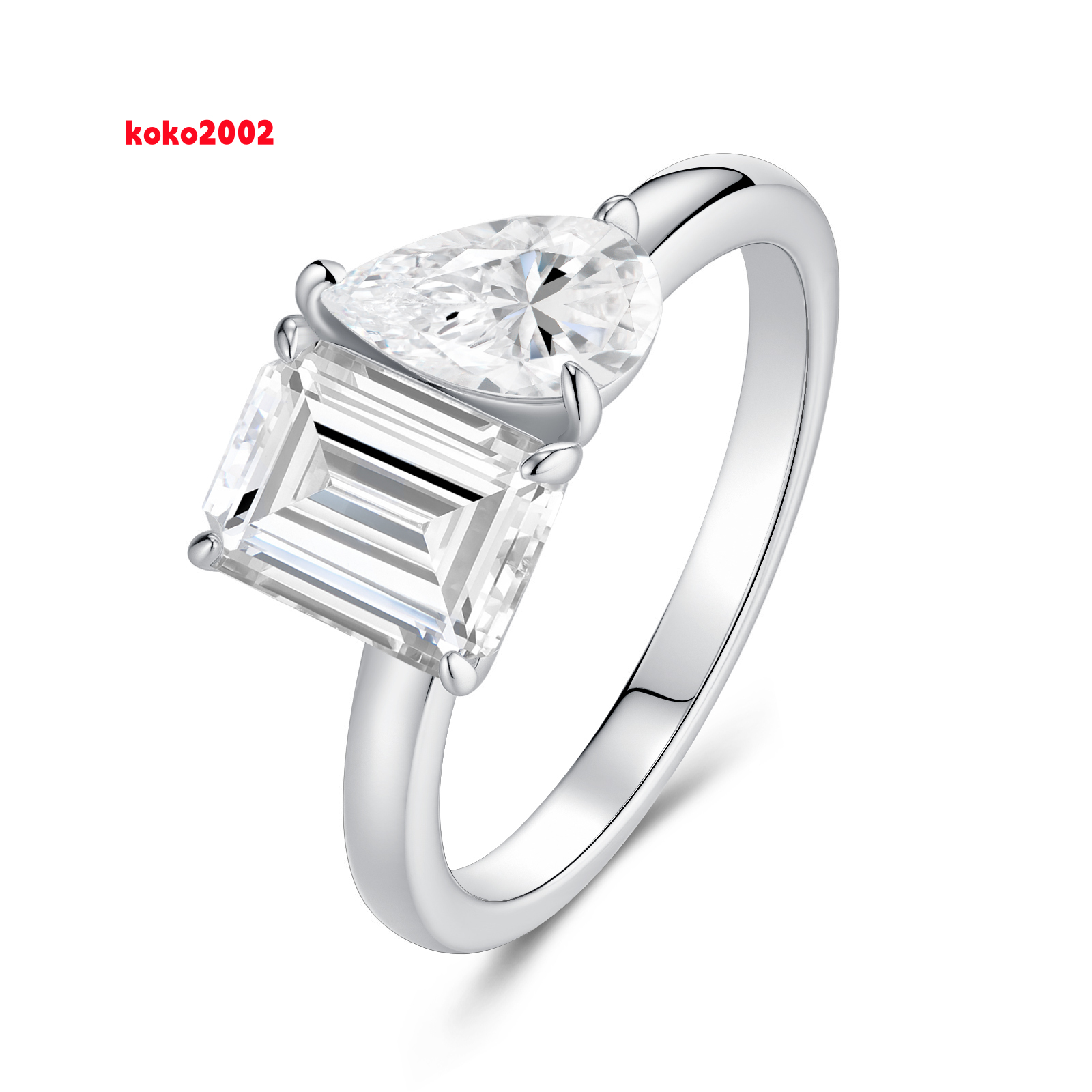 High End Moissanite Ring Dual Shape Ring 925 Sterling Silver Jewelry for Women Wedding Engagement Gift Eternity Rings