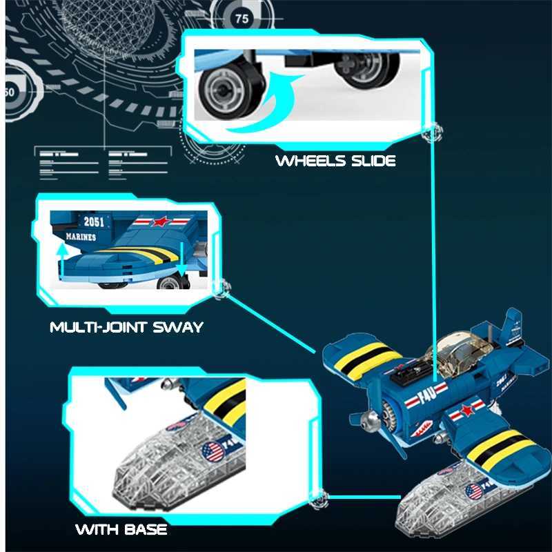 KNEW BUILT Fighter Jet Mini Building Block Toy Set for Kids Boy Adult Beginner Military Plane Airplane Pirate Transporter Brick J251022