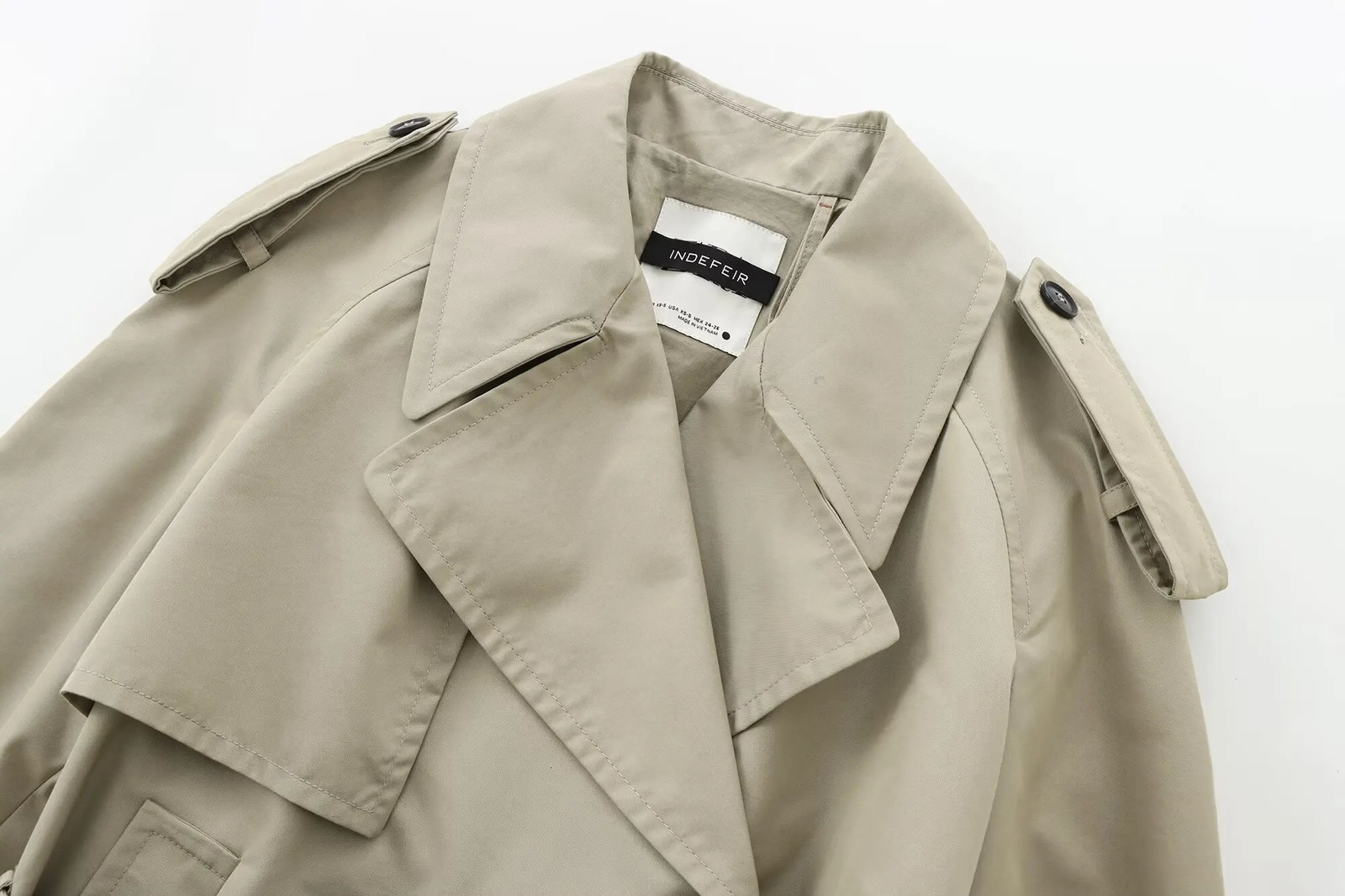 DiYiG WOMAN Autumn Fashion Short Trench Coat Retro Long Sleeve Button Casual Outerwear Chic Overcoat 251021