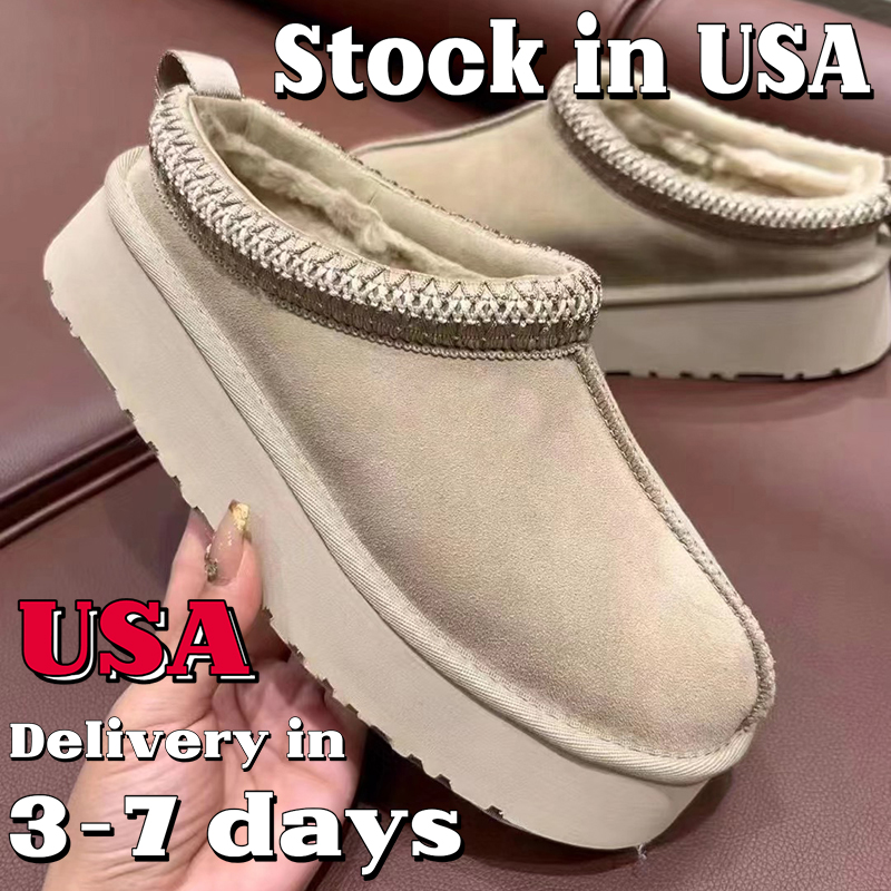 Tasman Slippers Women Tazz Fur Suede Shearling slides classic platform warm Boot Mens new Chestnut Mustard Black Winter sheepskin ultra mini designer shoes booties