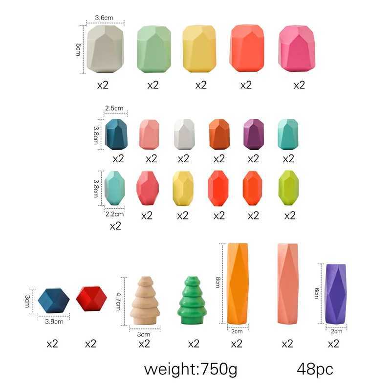 Baby MontessoriCreative Loose Parts Toys Wooden Rainbow Blocks Constructor Set Toys for Children Nordic Sensory Toy Baby Gifts J251022
