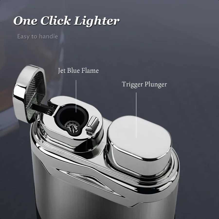 Torch Lighter Butane Windproof Lighter Mens Gifts Lighter for Candle Camping Family Use Sier C251022