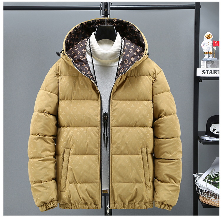 Men's Light Luxury Fashion Cotton Coat Autumn/Winter New Style Thickened and Fleece-Lined Warm Jacket with Trendy Prints Versatile Punk Style Bla