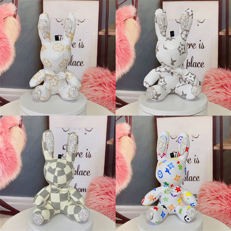 Creative New Handmade Diamond-Studded Rabbit Pendant Cute Car Keychain Couple Bag Charm ddmytues
