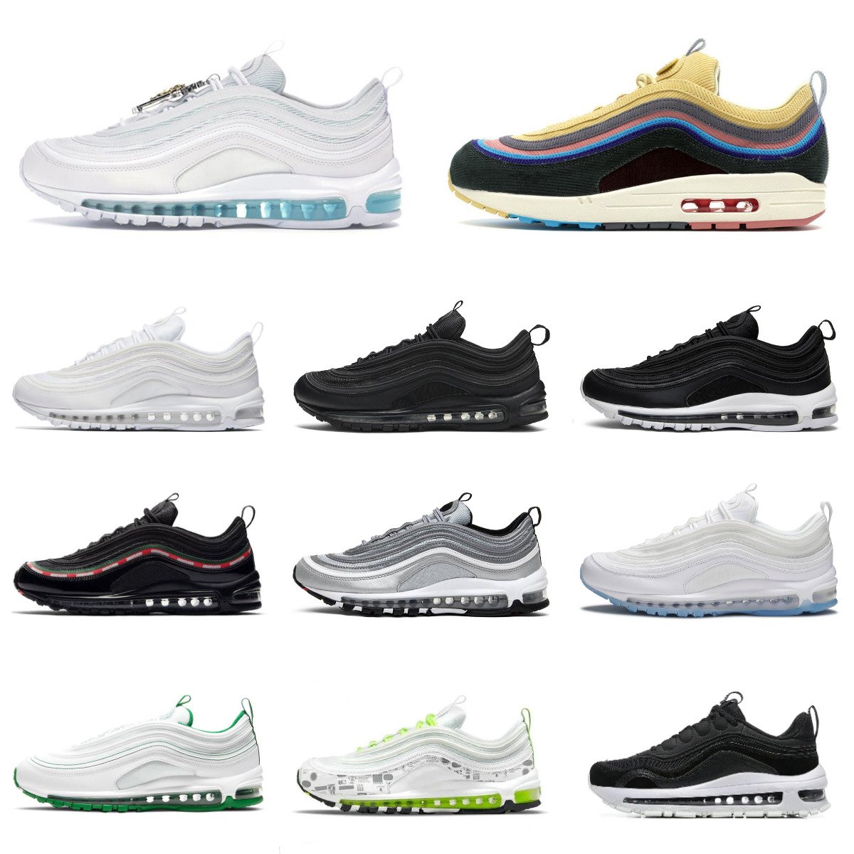 97 97s Sean Wotherspoons Sports Shoes Men Women MSCHFs X INRI Jesus Satan Futura Crucifix Trainer Shoe Triple Black White Green Silver Designers Outdoor Sneakers S9
