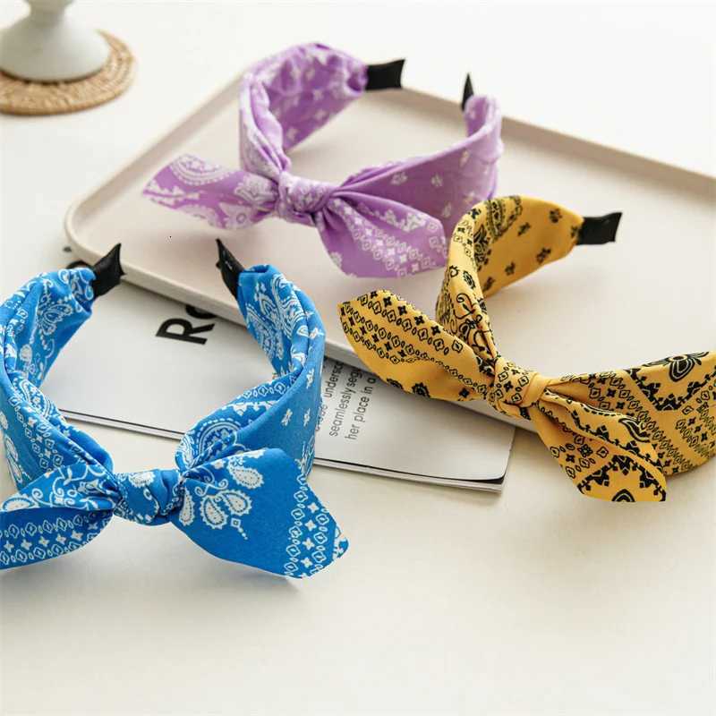 Fashion Paisley Bandana Headband For Women Top Knotted Bow Hairbands Cute Rabbit Ear Turban Headwrap Hair Band Girls Accessories V251022