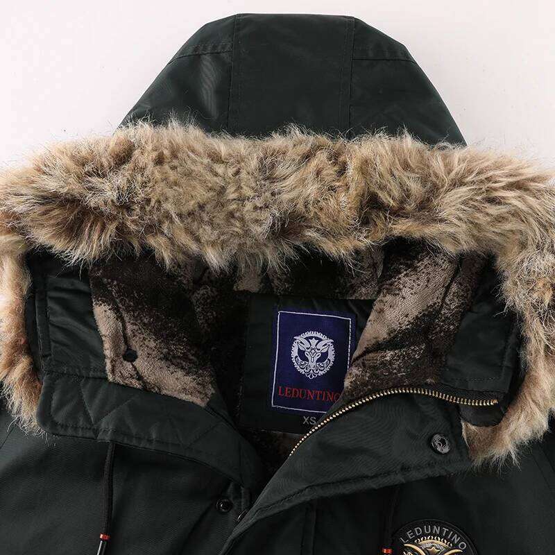 Winter Men's Black Padded Jacket Removable Hood Durable Windproof Fabric Embroidery Decorative Side Pockets Sleeve Zipper