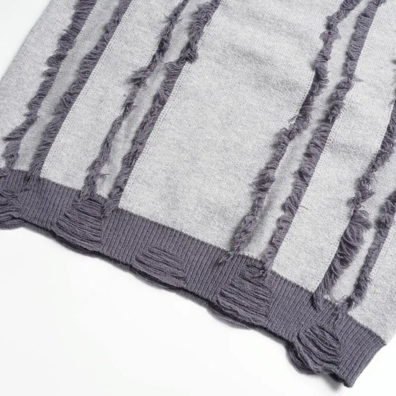 Vintage Sweater Y2K Grunge Streetwear Hip Hop Fringe Knitted Jumper Men Harajuku Casual Punk Gothic Loose Pullover Sweaters 251020