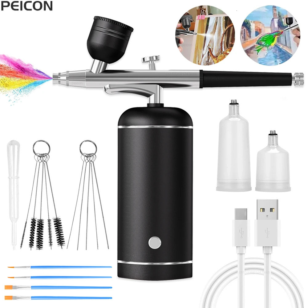 Airbrush with Compressor Mini Spray Gun for Painting Modeling Crafts Wireless Paint Spray Airbrush Painting Kit with Compressor 251015