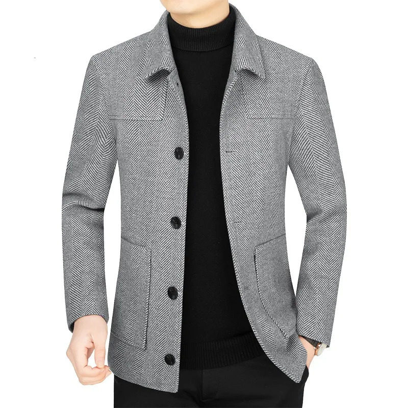 High Quality Fashion Wool Blends Coats Men Solid Smart Casal Jacket Mens Turn Down Collar Autumn Winter Blazers Coats Man 251020