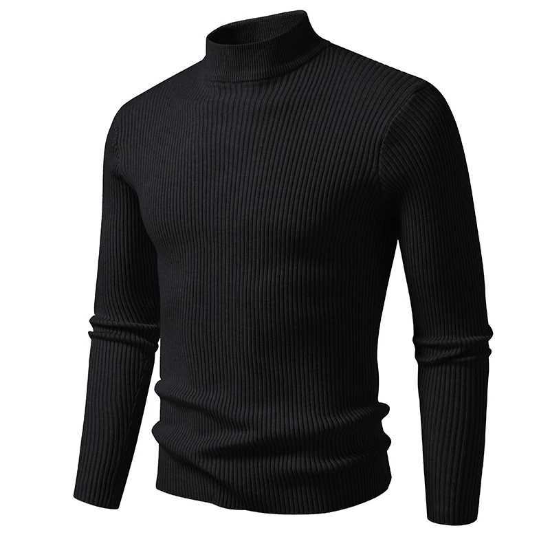 Mens Mock Neck Pullover Sweater High Neck Turtleneck Long Sleeve Sweaters for Men Winter Warm Outwear Stripes Casual CoatsXJ251022