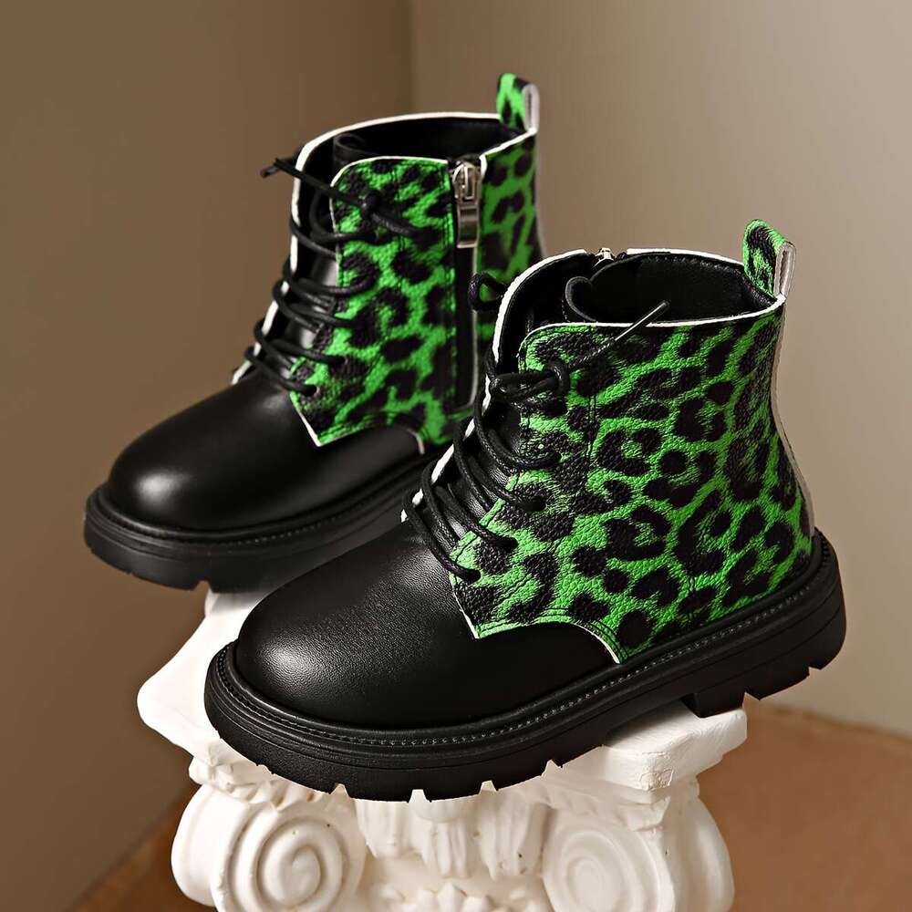 Girls' Winter Warm Mid-Calf With Zipper Lace Closure PU Upper, Rubber Sole & Soft Snow Boots For, Playdates, Parties All-Terrain Traction To - Du