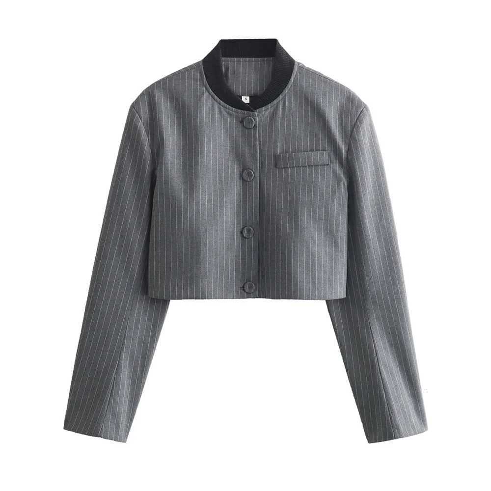 Summer New Product Womens Fashion Simple Standing Neck Long sleeved Short Jacket Coat Loose Pants Casual SetT251022