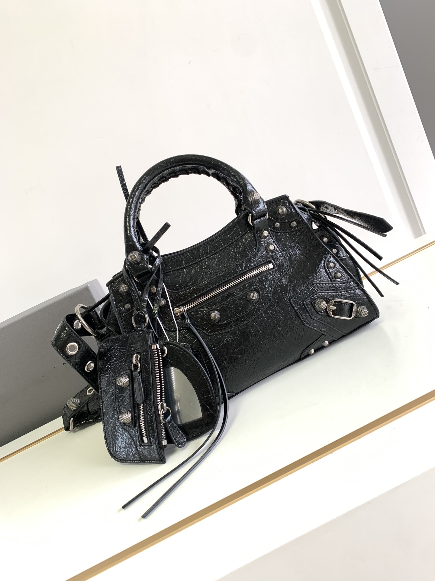 High-quality bag designer Neo City leather women's crossbody bag motorcycle bag single-shoulder bag solid color with heart-shaped small mirror women's bags