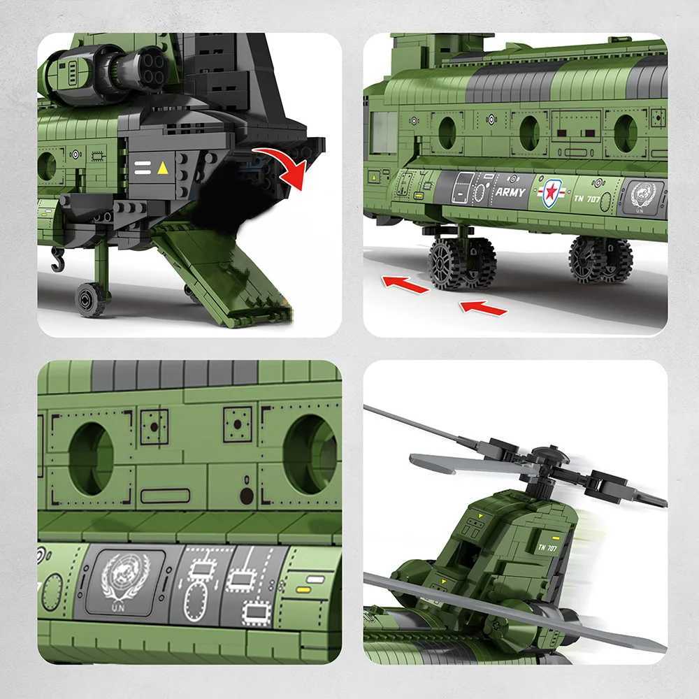 Aircraft Series Chinook Helicopter Building Blocks Model Famous WWII Military Fighter MOC Brick Sets Boys Toys Gift For Children J251022